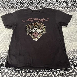 Vintage Y2K Ed Hardy Tiger Print T Shirt By Christian Audigier Size Large Grunge - Picture 1 of 8