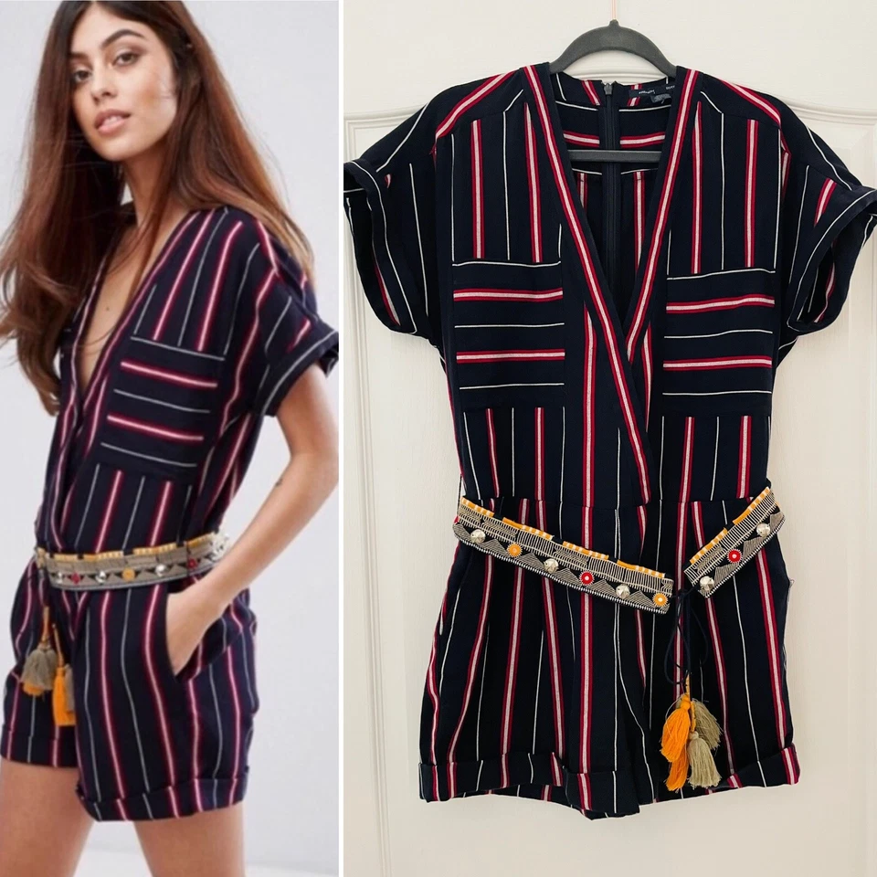 French Connection cotton strip romper 4. orig $158 - Image 1 of 4