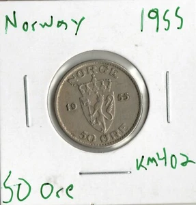 Coin Norway 50 Øre 1955 KM402 - Picture 1 of 2