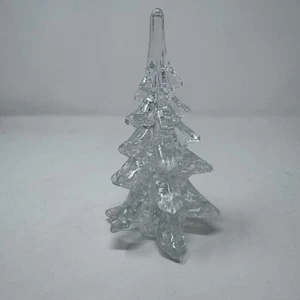 Murano Style Glass White Speckled Christmas Tree 7” Holiday - Picture 1 of 6