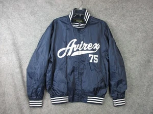 Chaqueta Avirex Hombre Mediana W46 Azul Marino 75 Varsity Bomber Rayas Borde Cortavientos - Imagen 1 de 17