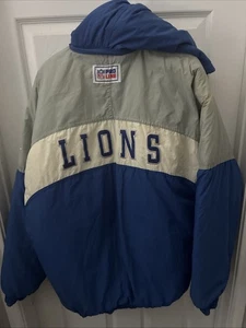 Giacca puffer vintage Detroit Lions Reebok NFL ProLine taglia XL con cappuccio vedi dettagli - Foto 1 di 7