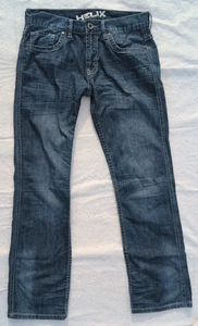 Helix Jeans Mens 29x30 Blue N56 Slim Boot Bootcut Grunge Whiskering Distressed - Picture 1 of 15