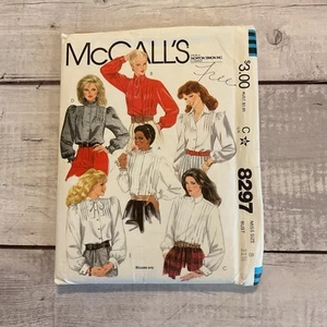 McCalls 8297 Sewing Pattern Blouse Front Button Tucks Long Sleeve Miss 8 UNCUT - Picture 1 of 5