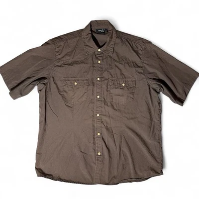 FOX Brown Safari Travel Skate Snap Button-up shirt layer logo pockets Size XL - Image 1 of 4
