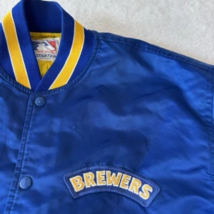 Vintage Starter MLB Milwaukee Brewers Satin Bomber Jacket Men’s X-Large - Picture 1 of 15