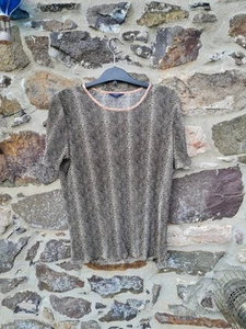 Y2k gold brown snakeskin print crinkle t shirt Debenhams uk 16 - Picture 1 of 7