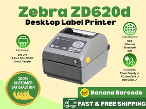 ✅Zebra ZD620d Direct Thermal Label Printer w/ LCD, USB, 4"  | Ready to Go! 🔥⭐️ - Picture 1 of 6