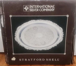 International Silver Company Stratford Shell. SilverPlated. Round Tray 17 1/4" - Picture 1 of 9