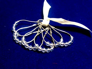 SHOWER CURTAIN HOOKS 6 silver metal each with 5 translucent beads (B) - Picture 1 of 3