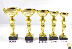 Pokal 1705 5er Serie oder Einzeln mit Beschriftung + Sportemblem goldfarben - Bild 1 von 3