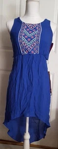 New Girls Blue Xhilaration Sleeveless Tank Dress Front Short Back Long Large - Picture 1 of 2
