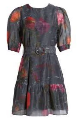 NUEVO Mini Vestido Ted Baker London Tatya Manga Abullonada en Negro Talla 4 EE. UU. 10 #D6108 Foto 1 de 4