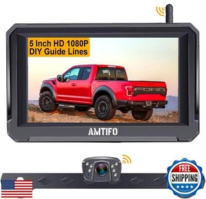 AMTIFO Wireless Backup Camera HD 1080P Bluetooth Rear View Split Screen Touch - Picture 1 of 5
