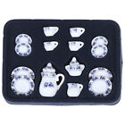 1:12 Miniature 15pcs Porcelain Tea Cup Set Chintz Flower Tableware Kitchen P;~ a