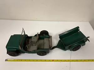 Jeep MARX LUMAR de colección, acero prensado, verde, con remolque, Willys - Imagen 1 de 20