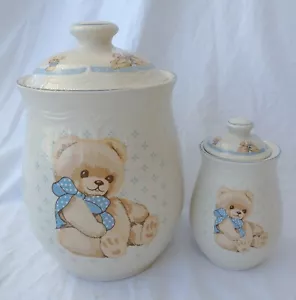 Tienshan Theodore Country Bear 10 pollici 7 barattoli biscotti set 2 pezzi vintage - Foto 1 di 12