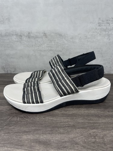 Clarks Scarpe Donna 9 Arla Passeggiata Bianco Nero Sandali Ballerine Cloudstepper