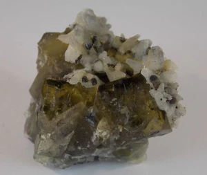 CALCIT KRISTALLE auf GELBEM FLUORIT - 5,3 cm - EL HAMMAM, MAROKKO 27954 - Bild 1 von 7