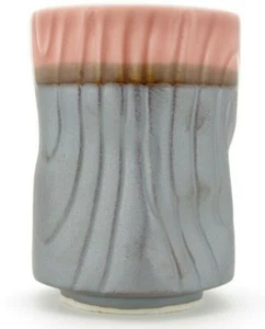 Lachs Rosa Mokume Holzmaserung Yunomi Japanische Teetasse (für losen Tee) HANDARBEIT - Bild 1 von 5