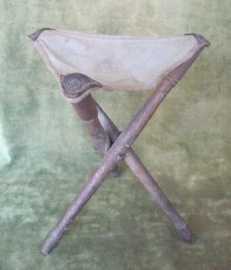WWI 1917 ORIGINAL IMPERIAL GERMAN OFFICERS FOLDING FIELD CHAIR MARKED - Picture 1 of 8