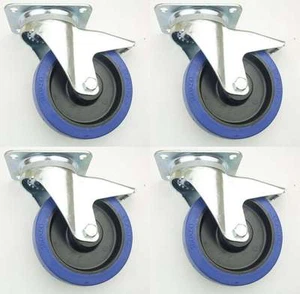 4x 160 mm SL Möbelrollen m. Bremse Rollen Möbel Transportrollen Lenkrollen Gummi - Bild 1 von 11