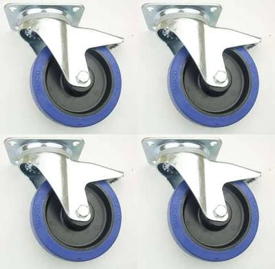 4x 160 mm SL Möbelrollen m. Bremse Rollen Möbel Transportrollen Lenkrollen Gummi - Bild 1 von 4