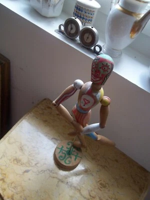 MANNEQUIN PEINTRE ANCIEN TRÈS CUSTOMISE PEINT DÉCORÉ PAS DE SIGNATURE.  - Photo 1/4