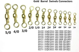 High Strength Gold Barrel Swivels Connectors for Fishing (40LB to 300LB) Select - Picture 1 of 6