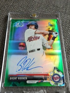 2017 Bowman Chrome Draft Brent Rooker Auto Autograph Green Parallel /99