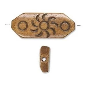 India Tribal Carved Sun Symbol Brown Black Yak Bone 30mm Pendant Bead - Picture 1 of 1
