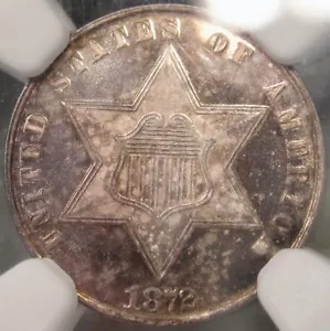 1872 THREE CENT SILVER PIECE 950 STRUCK GORGEOUS RARITY NGC PF 65⭐️ STAR PQ GEM - Picture 1 of 4