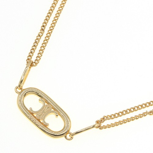 Collana Celine Collana Trionfo 46S896BRA.35OR Metallo Oro Usata Doppia Catena