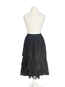 J Crew black chiffon floaty latered midi skirt S 8 10 - Picture 1 of 8