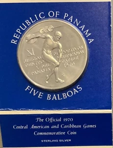 1970 SILVER PANAMA OLYMPIC GAME COIN .925 Sterling. - Picture 1 of 2