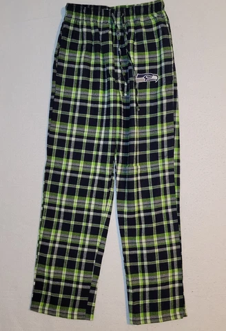 Seattle Seahawks Pajama Pants Mens Small Plaid Open Fly Drawstring NFL Football Cover