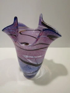 Stunning Art Glass Vase , Pinks/Blues/Blacks, Signed Scott B. 2007 - Picture 1 of 8