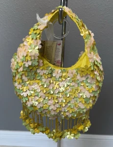 Viral Handmade India Metallic Flowers Beaded Evening Formal Handbag NEW 9x10 - Picture 1 of 6