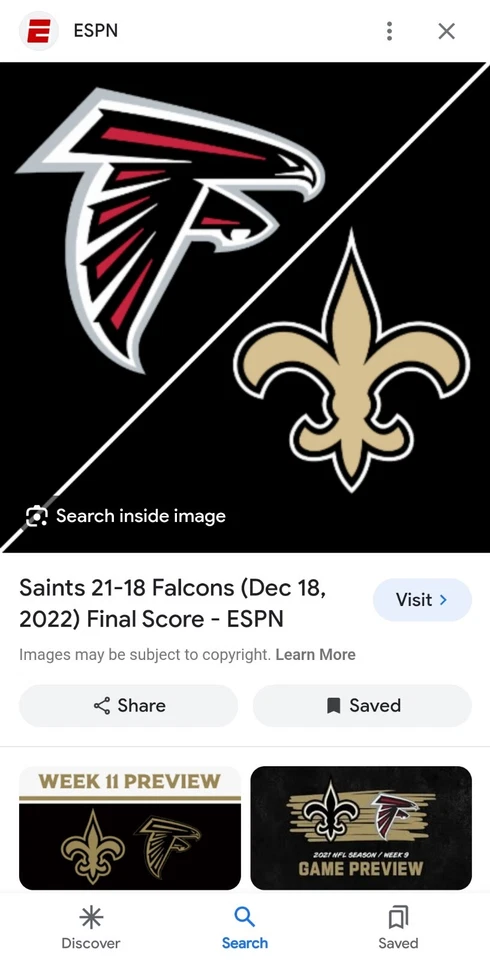 Boletos de juego Atlanta Falcons vs. Saints  Foto 1 de 1