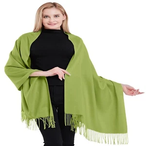 CJ Apparel Lime Green Thick Solid Color Cotton Blend Shawl Seconds Pashmina NEW - Picture 1 of 11