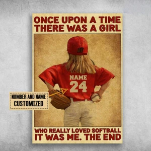 Little Girl Plays Softball, Softball Lover, Once Upon A Time Customized Perso... - Picture 1 of 5