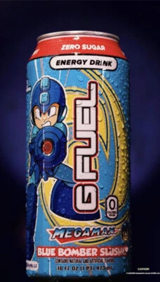 Megaman Blue Bomber Slushee G Fuel Energy Drink Full 16 FL OZ Limited Edition - Image 1 of 4