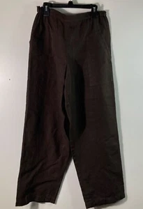 Pantalone donna Shirin Guild gamba dritta larga lino elasticizzato vita tasche S marrone - Foto 1 di 9