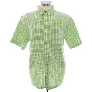 The North Face Green Plaid Button Up Short Sleeve Shirt Mens Size Large - Picture 1 of 12