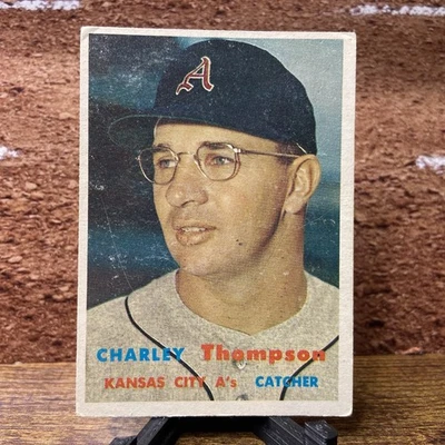 CHARLEY THOMPSON Baseball Card 1957 Topps #142 Kansas City A’s Vintage - Image 1 of 4