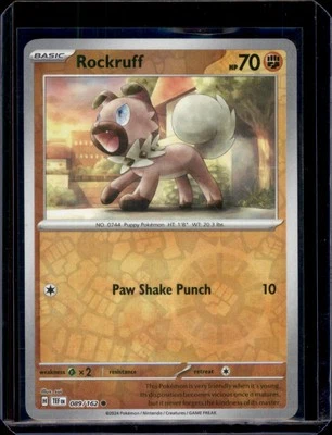 Rockruff SV05: Temporal Forces Pokémon 089/162 Reverse Holo NM+ - Image 1 of 2