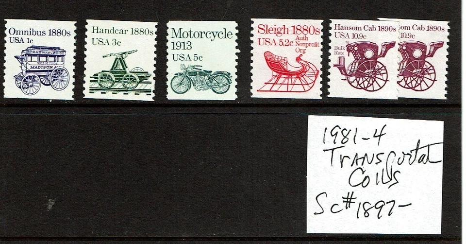 1981-4  U.S. TRANSPORTATION SERIES P/SET  COILS LOT OF 6 Sc#1897- M/NH/OG - Image 1 of 1