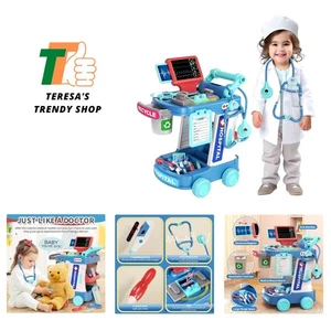 Arzt-Set für Kinder, vorgebender Arzt Spielset für Kleinkinder mit Wagen, Kostüm a... - Bild 1 von 9