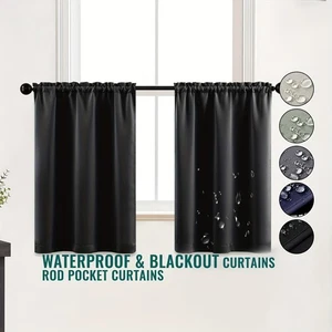 2 Panel Privacy Insulated Blackout Short Window Curtain Drapes Cafe Tier Kitchen - Picture 1 of 47