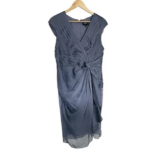 Adrianna Papell Lilac Purple Faux Wrap Chiffon Dress Sz 14 Midi Mother of Bride - Picture 1 of 8